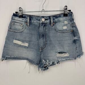 Pacsun High Rise Festival Denim Shorts Women Size 25 Distressed Embroidered Sun